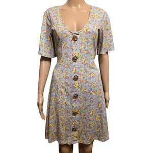 Asos Light Blue Fit & Flare Bell Sleeve Dress Size 6